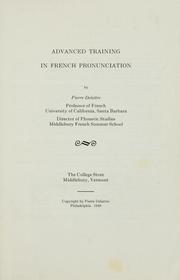 Cover of: Advanced training in French pronunciation by Delattre, Pierre