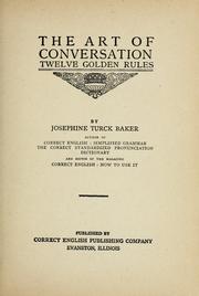 Cover of: The art of conversation by Josephine Turck Baker