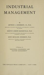 Cover of: Industrial management | Anderson, A. G.
