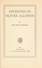 Cover of: Opinions of Oliver Allston by Van Wyck Brooks
