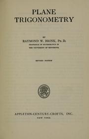 Cover of: Plane trigonometry by Raymond W. Brink