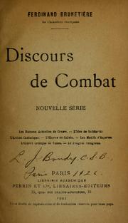 Cover of: Discours de combat by Ferdinand Brunetière