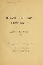 Cover of: Bryant centennial, Cummington, August the sixteenth, 1894 by Cummington, Mass