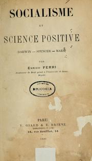 Cover of: Socialisme et science positive: Darwin, Spencer, marx
