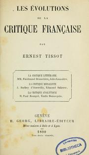 Cover of: Les Évolutions de la critique française by Ernest Tissot