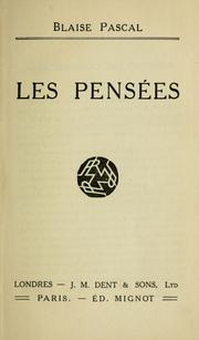 Cover of: Les pensées