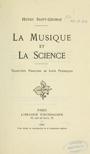 Cover of: La musique et la science