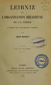 Cover of: Leibniz et lʹorganisation religieuse de la terre by Jean Baruzi