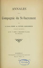 Cover of: Annales de la Compagnie du St-Sacrement