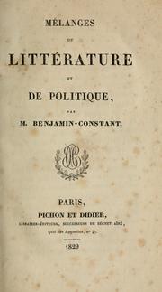 Cover of: Mélanges de littérature et de politiques ...