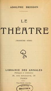 Cover of: Le théâtre: 3e série