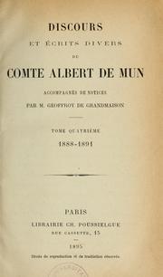 Cover of: Discours du comte Albert de Mun by Mun, Albert comte de