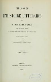 Cover of: Mélanges d'histoire littéraire by Guillaume Favre