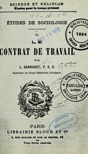 Cover of: Le contrat de travail by Louis Garriguet