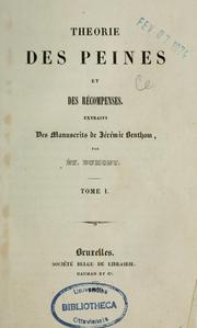Cover of: Théorie des peines et des récompenses by Jeremy Bentham