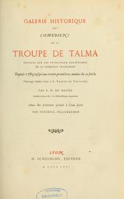 Cover of: Galerie historique des comédiens de la troupe de Talma