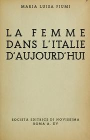 Cover of: La femme dans l'Italie d'aujourd'hui