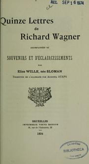 Cover of: Quinze lettres de Richard Wagner by Richard Wagner