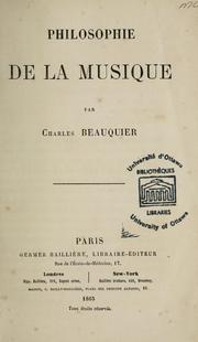 Cover of: Philosophie de la musique by Beauquier, Charles