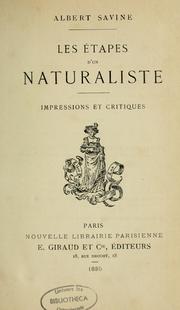 Cover of: Les Etapes d'un naturaliste: impressions et critiques
