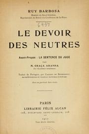 Cover of: Le devoir des neutres by Ruy Barbosa