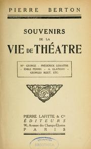 Cover of: Souvenirs de la vie de théâtre ...