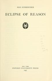 Cover of: Eclipse of reason.