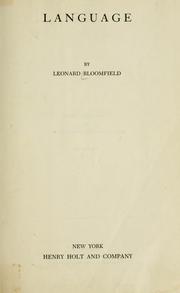 Cover of: Language by Leonard Bloomfield