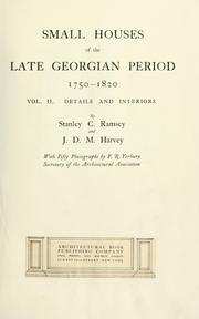 Cover of: Small houses of the Late Georgian period, 1750-1820