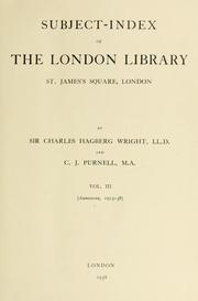 Cover of: Subject-index of the London Library, St. James's Square, London