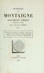 Cover of: Recherches sur Montaigne by J. F. Payen