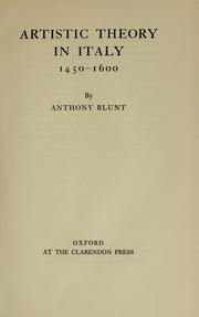 Cover of: Artistic theory in Italy by Anthony Blunt