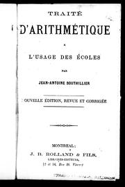 Cover of: Traité d'arithmétique à l'usage des écoles by Jean Antoine Bouthillier