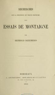 Cover of: Recherches sur la recension du texte posthume des Essais de Montaigne