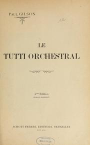 Cover of: Le tutti orchestral