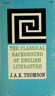 Cover of: The classical background of English literature