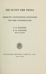 Cover of: Die Kunst der prosa: sammlung ausgewahlter dichtungen und ihre interpretation