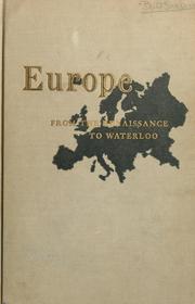 Cover of: Europe from the Renaissance to Waterloo