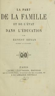 Cover of: La part de la famille et de l'état dans l'éducation by Ernest Renan