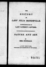 Cover of: The history of Lady Julia Mandeville / by the translator of Lady Catesby
