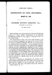 Cover of: Institution of Civil Engineers, March 30, 1858 by Institution of Civil Engineers (Great Britain)