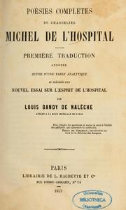 Cover of: Poésies complètes du chancelier Michel de L'Hospital: première traduction annotée