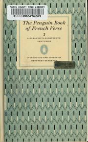 Cover of: The penguin book of French verse ... sixteenth to eighteenth centuries
