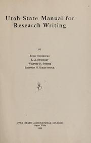 Cover of: Utah state manual for research writing