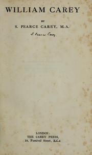 Cover of: William Carey by Samuel Pearce Carey