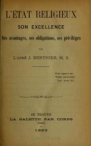 Cover of: L'Etat religieux by Jean-Baptiste Berthier