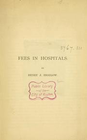 Cover of: Fees in hospitals