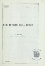 Cover of: Bases physiques de la musique
