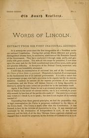 Words of Lincoln by Abraham Lincoln