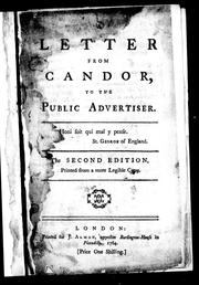 Cover of: A letter from Candor to the Public advertiser by Candor